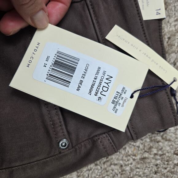 NYDJ Jeans Womens 14 Marilyn Straight Coffee Bean Denim Stretch Casual - Picture 6 of 8
